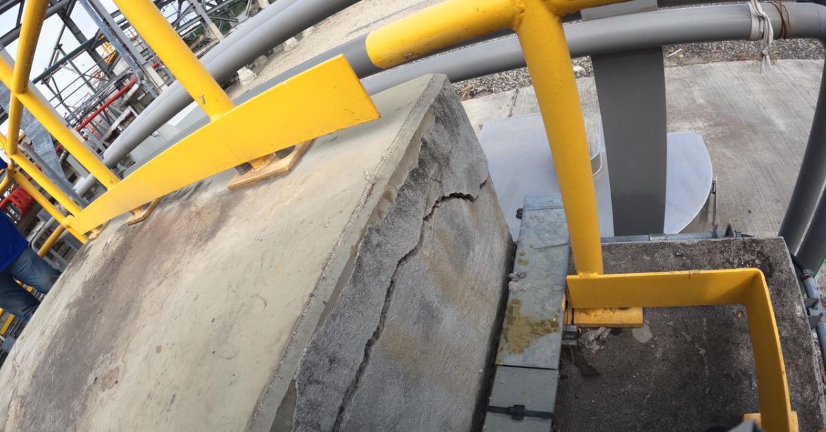 repairing concrete foundations to maintain machinery stability.